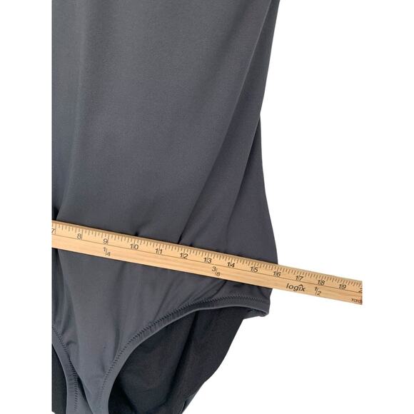 J Crew Halter Swimsuit One Piece Gray Bow Front Size 14 - Picture 5 of 9